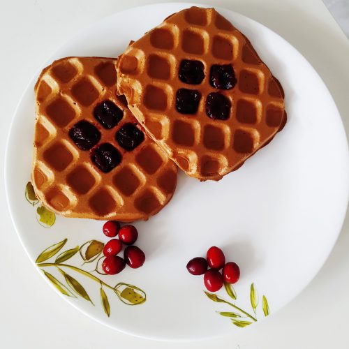 Healthy Cranberry waffle with oats,whole wheat and finger millet