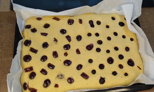 Blueberry cherry sheet pancake